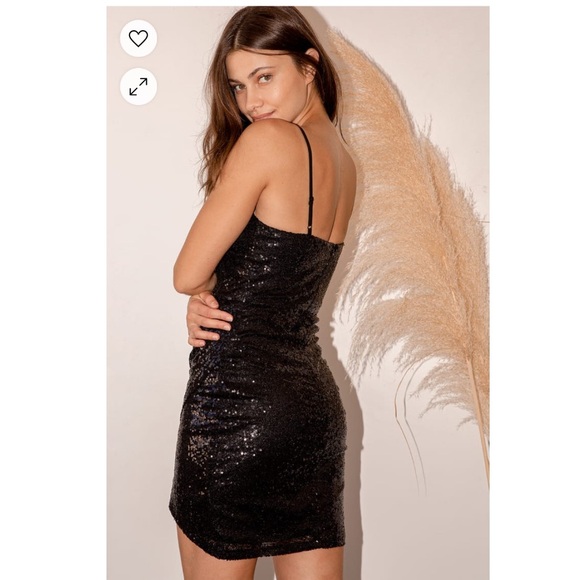 Lulus Black Dress Mini Large New Sequin Bodycon Forever Your Girl Cocktail - Picture 2 of 6